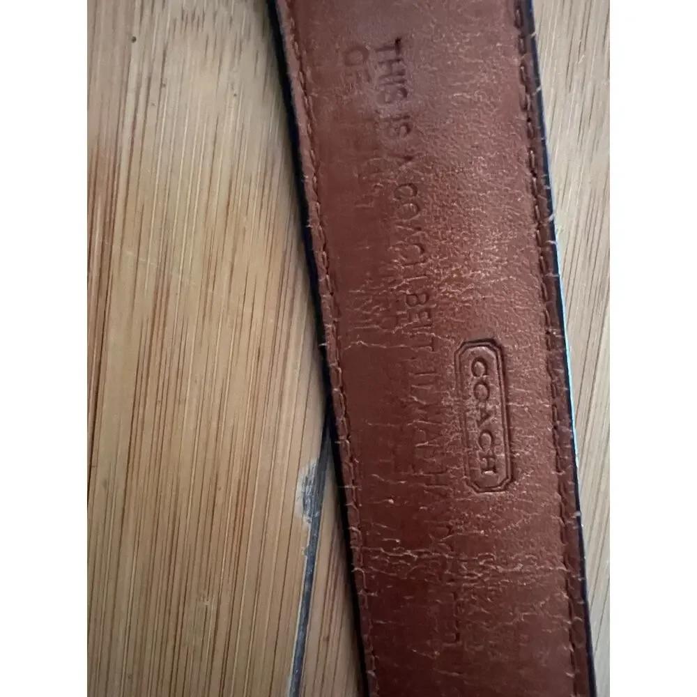 Coach 5913 Black Braided 100% Full Grain Genuine Leather Belt Brass Buckle 34